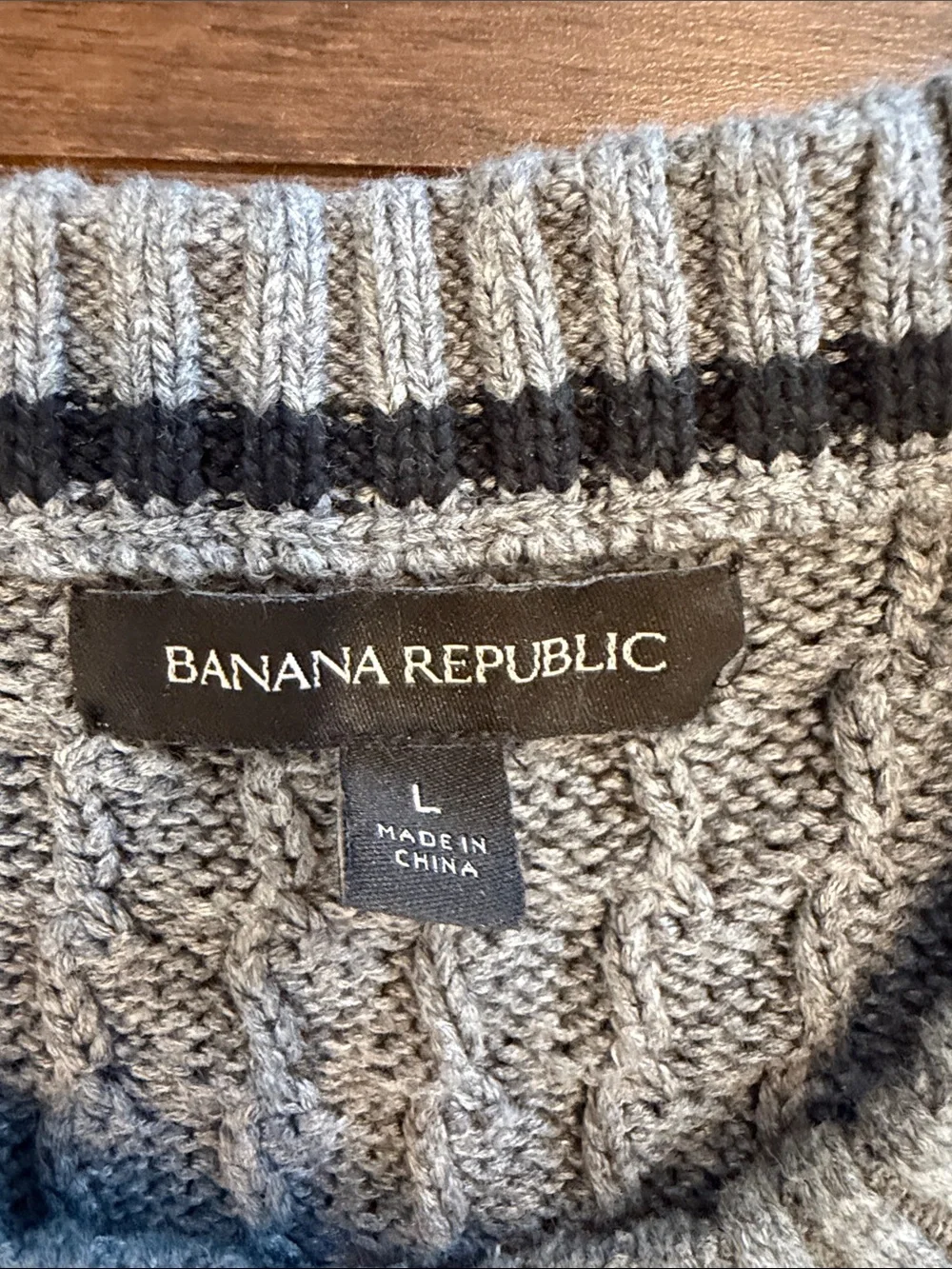 Banana Republic Men’s Gray Textured Knit Crewneck Sweater Large - C47-047